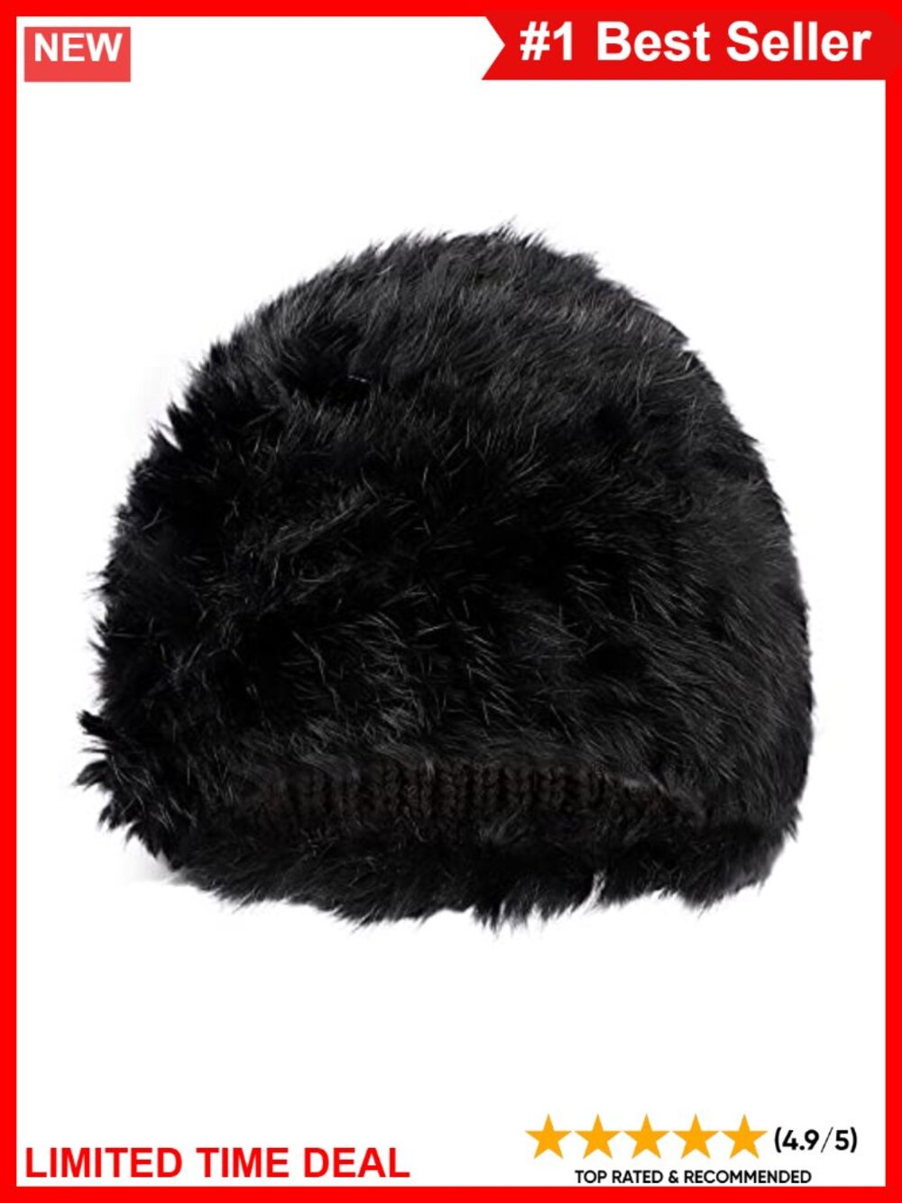 Real Rabbit Fur Knit Beanie Thick Warm Winter Skull Cap